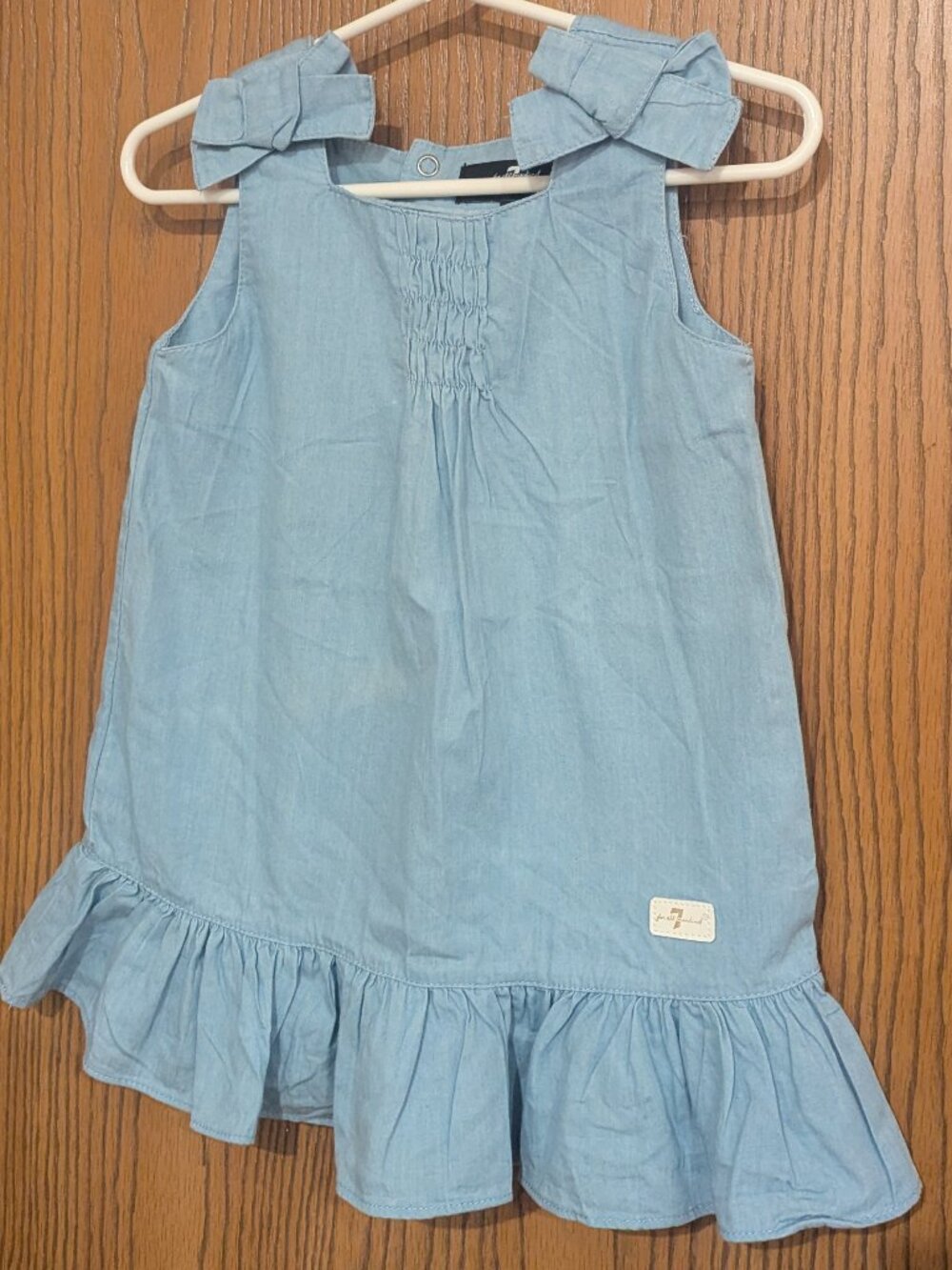 7 For All Mankind Sleeveless Bows and Ruffle Blue Summer Dress-18 Months